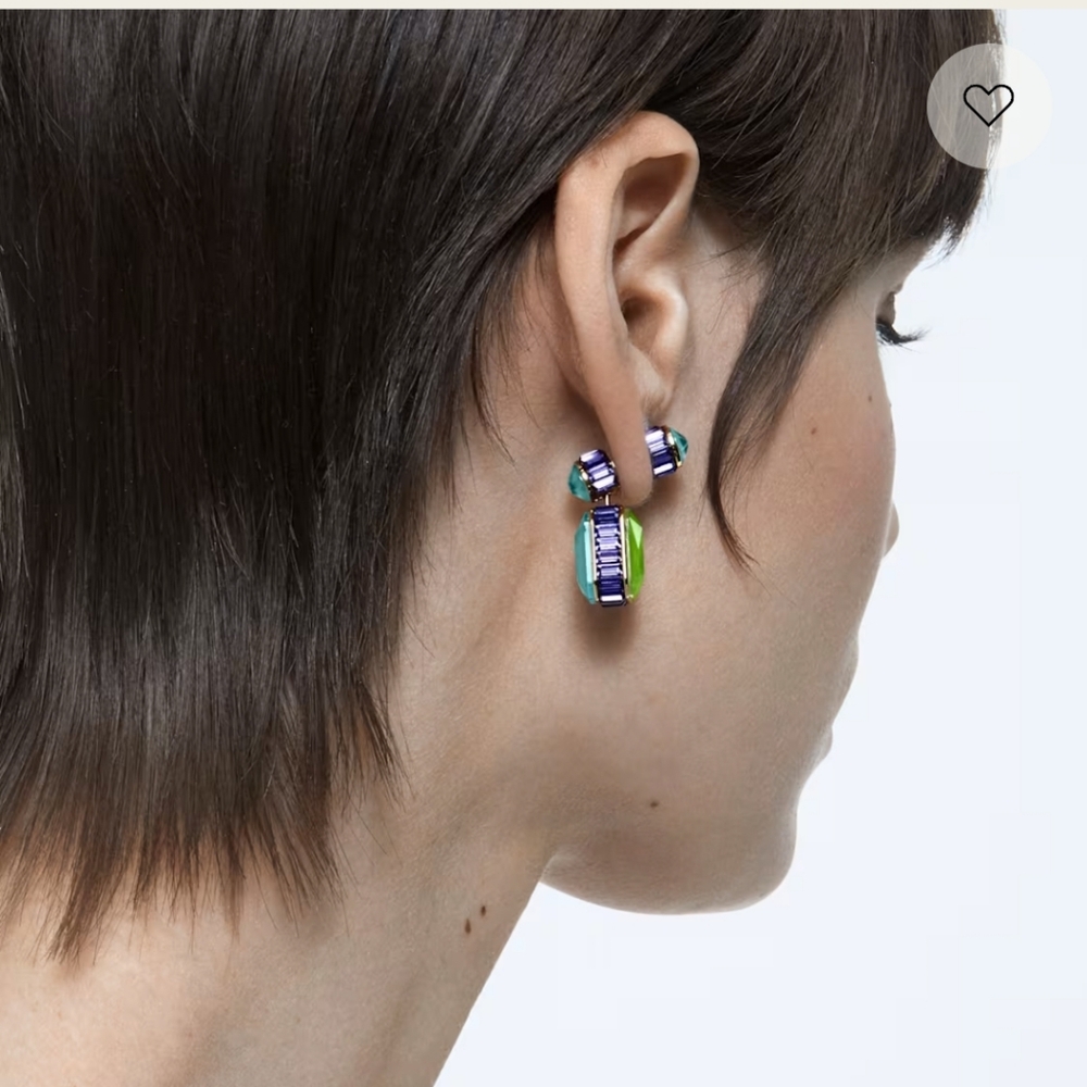 design.

Swarovski Orbita Reversible Drop Earrings - Green/ Purple/Blue - Picture 8 of 10